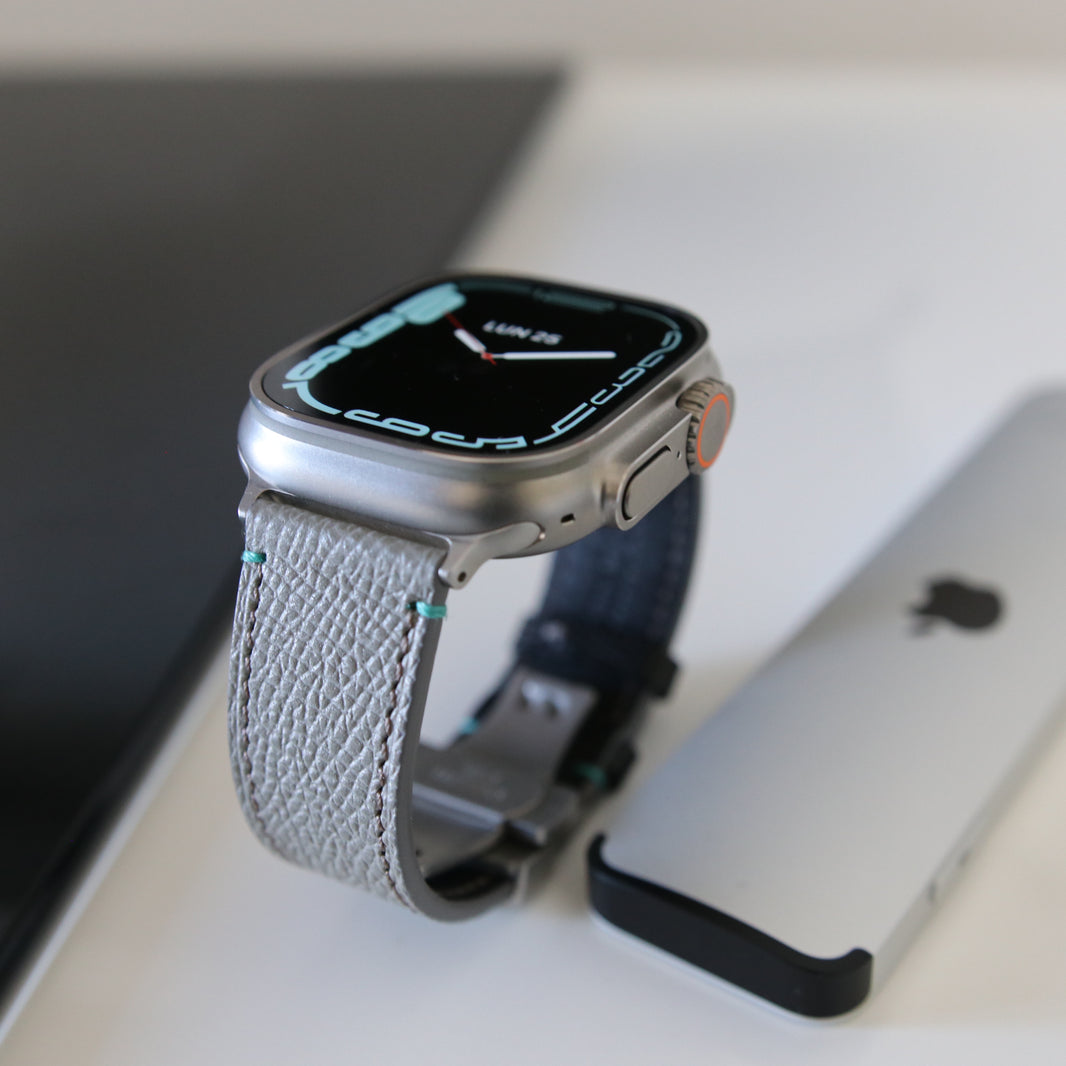 Apple watch band - Gris Tiffany Edition - French Epsom leather