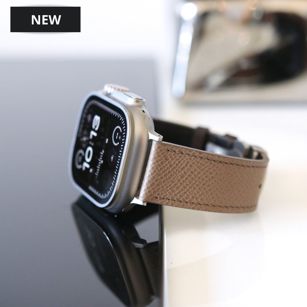 Luxury Apple Watch Band - Dark Mocha duo Edition - French Epsom leather