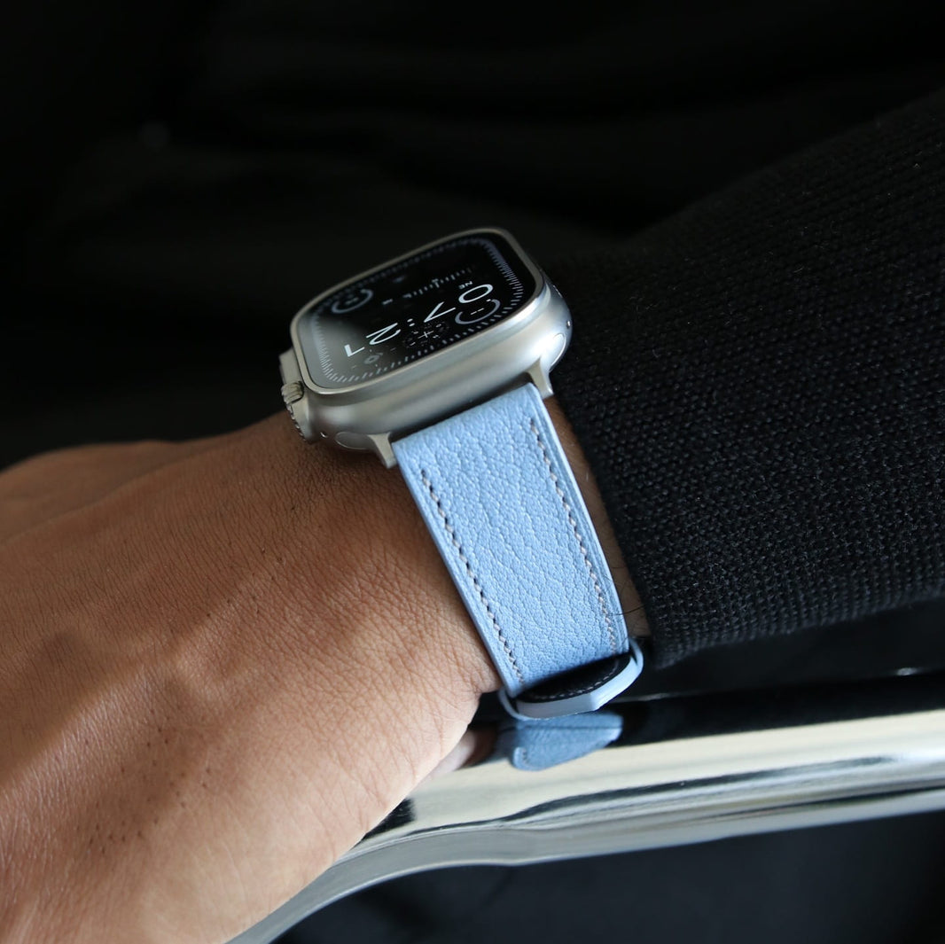 Luxury Apple Watch band - Aqua Vista Edition - French Chèvre leather