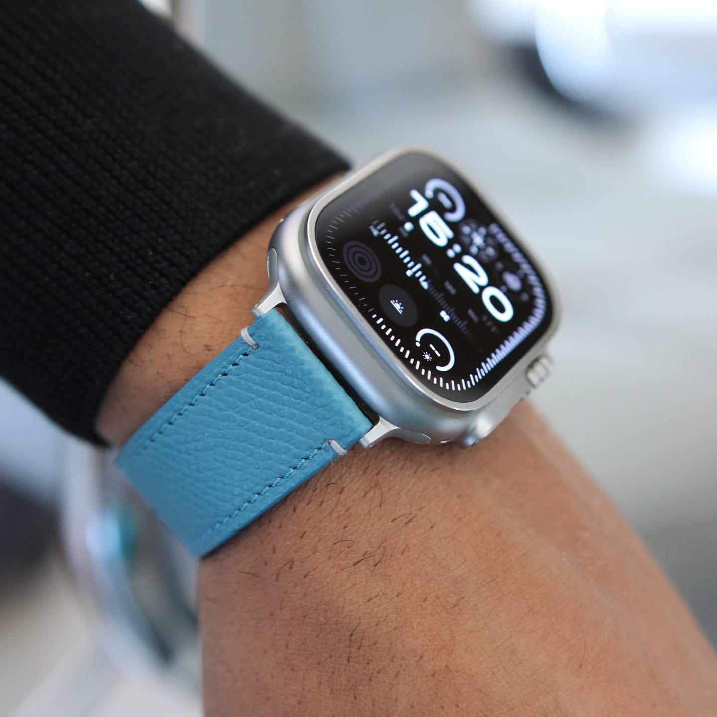 Luxury Apple Watch Band - Bleu Pastel Edition - French Epsom leather