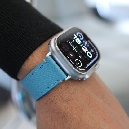 Luxury Apple Watch Band - Bleu Pastel Edition - French Epsom leather