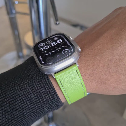 Luxury Apple Watch band - Vert Neon Edition - French Chèvre leather